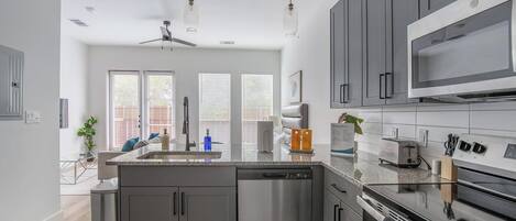 Fridge, dining tables