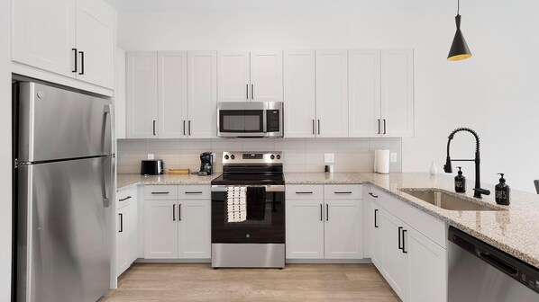 Fridge, dining tables