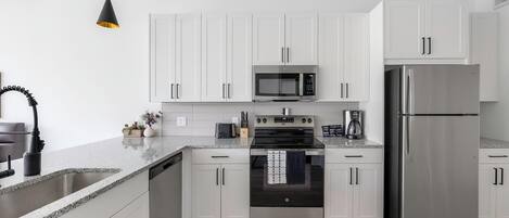 Fridge, dining tables