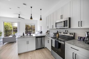 Fridge, dining tables