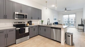 Fridge, dining tables
