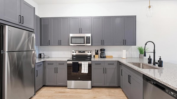 Fridge, dining tables