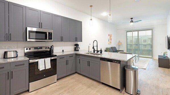 Fridge, dining tables