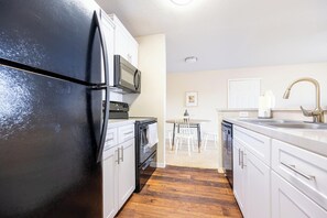 Fridge, dining tables