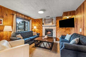 Smart TV, fireplace, foosball, offices