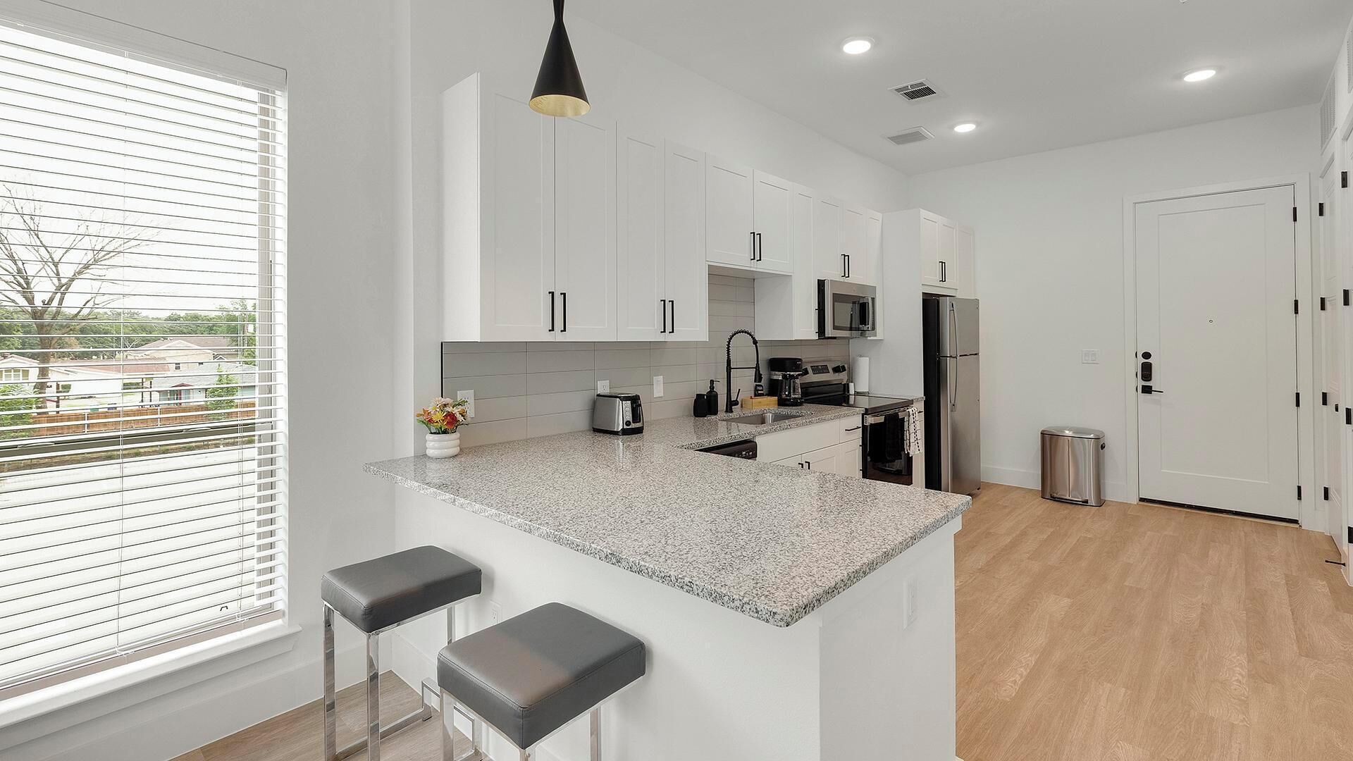 Fridge, dining tables