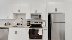 Fridge, dining tables