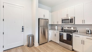 Fridge, dining tables