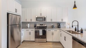 Fridge, dining tables