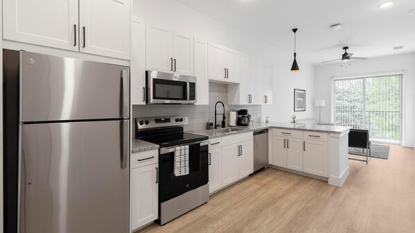 Fridge, dining tables