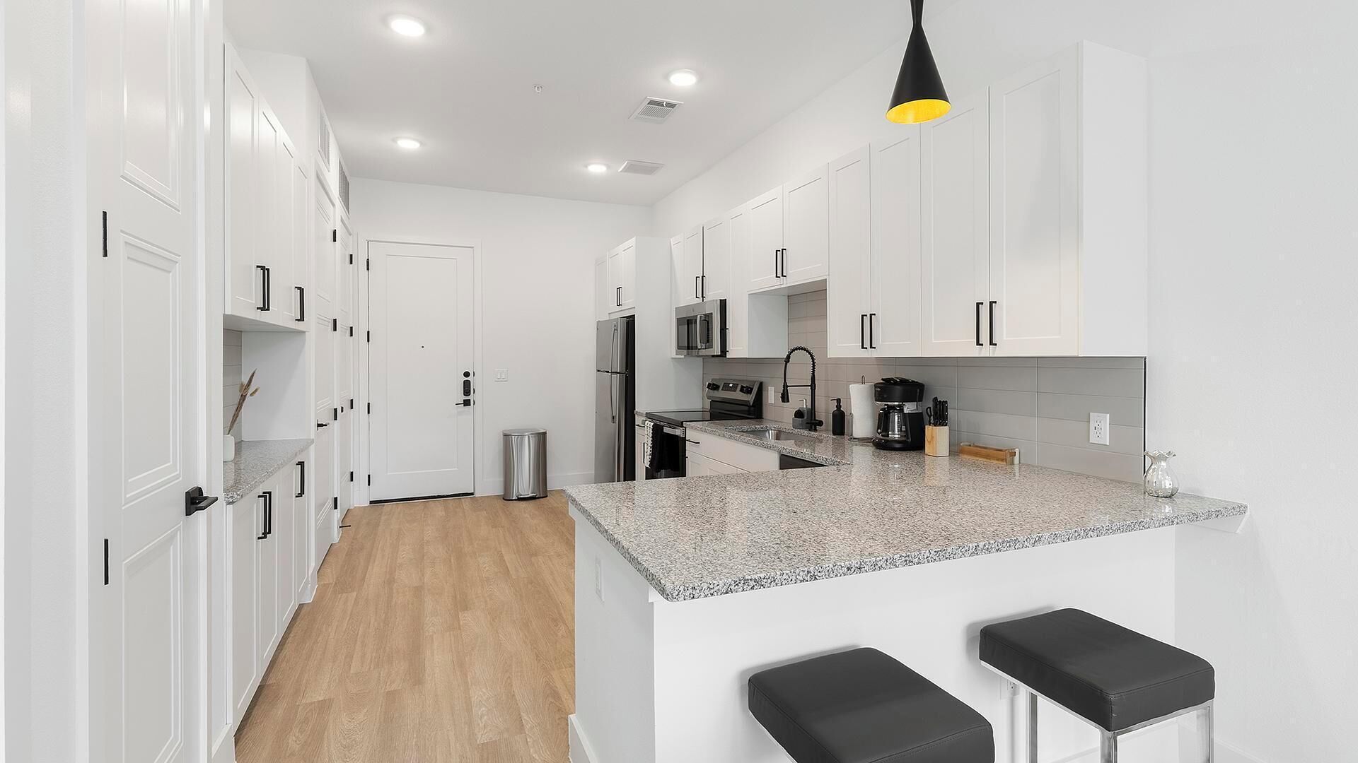 Fridge, dining tables