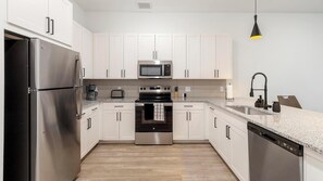 Fridge, dining tables