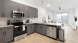 Fridge, dining tables