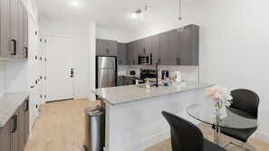 Fridge, dining tables