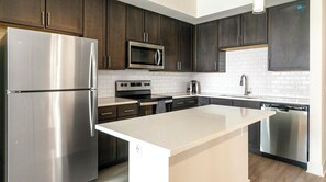 Fridge, dining tables