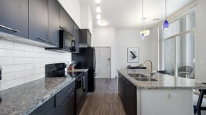 Fridge, dining tables