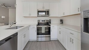 Fridge, dining tables