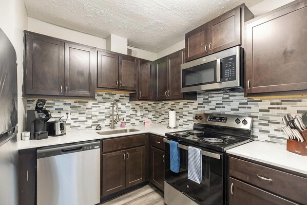 Fridge, dining tables