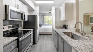 Fridge, dining tables