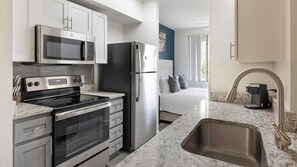 Fridge, dining tables