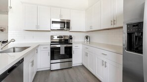 Fridge, dining tables