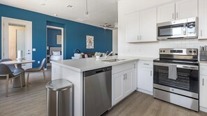 Fridge, dining tables