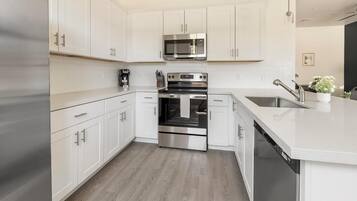 Fridge, dining tables