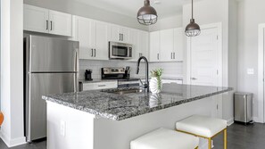 Fridge, dining tables