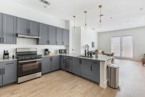 Fridge, dining tables