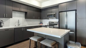 Fridge, dining tables