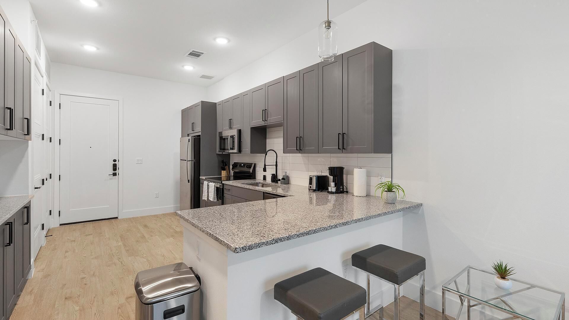 Fridge, dining tables