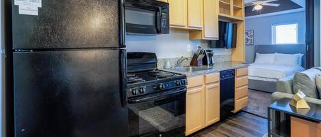 Fridge, dining tables