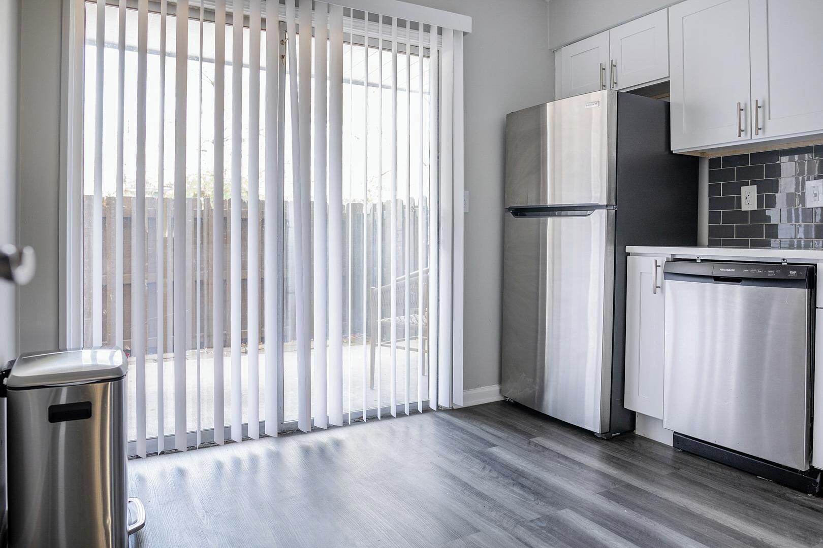 Fridge, dining tables