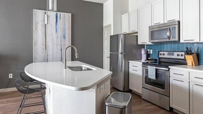 Fridge, dining tables