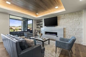 TV, fireplace, offices