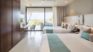 Villa Luxe, vue océan | Literie de qualité supérieure, couette en duvet d'oie, minibar