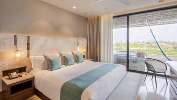 Villa de lujo, vista al océano | Ropa de cama de alta calidad, edredón y minibar