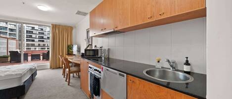 Microwave, oven, stovetop, dishwasher