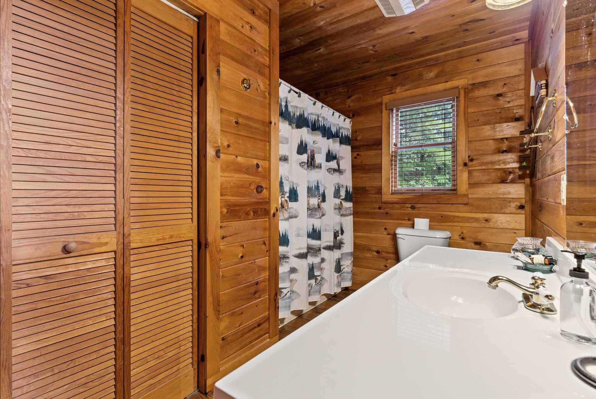 Sink into cozy wood paneling and start every morning feeling like you’re in your own private mountain retreat.