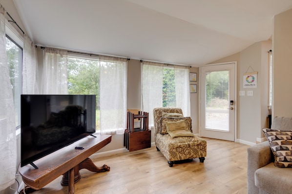 TV, fireplace