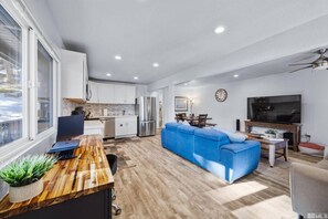 TV, fireplace