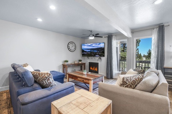 TV, fireplace
