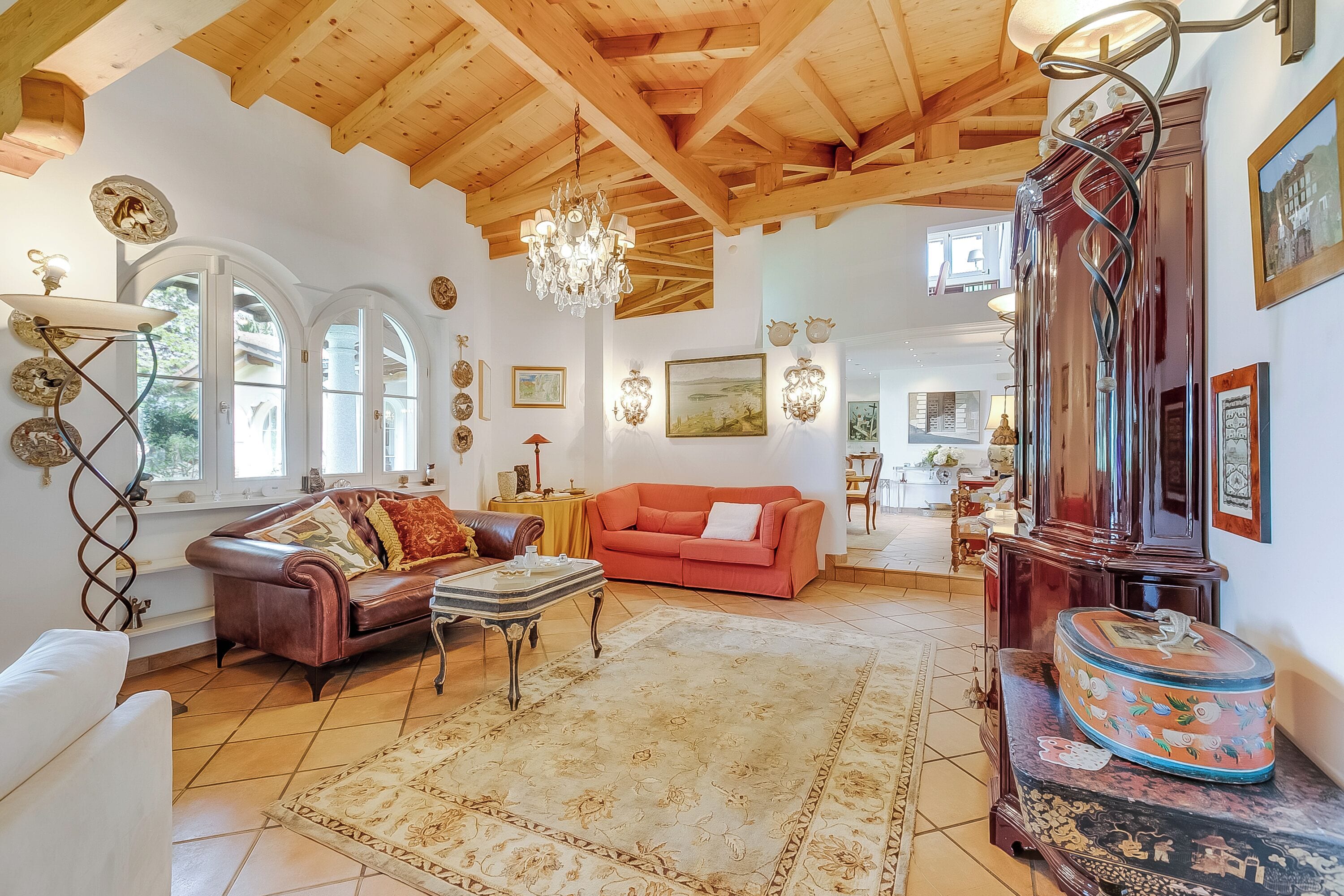 Family Villa, Multiple Bedrooms, Mountainside (Villa Tre Pini) | Living area | 21-inch Smart TV with satellite channels, fireplace