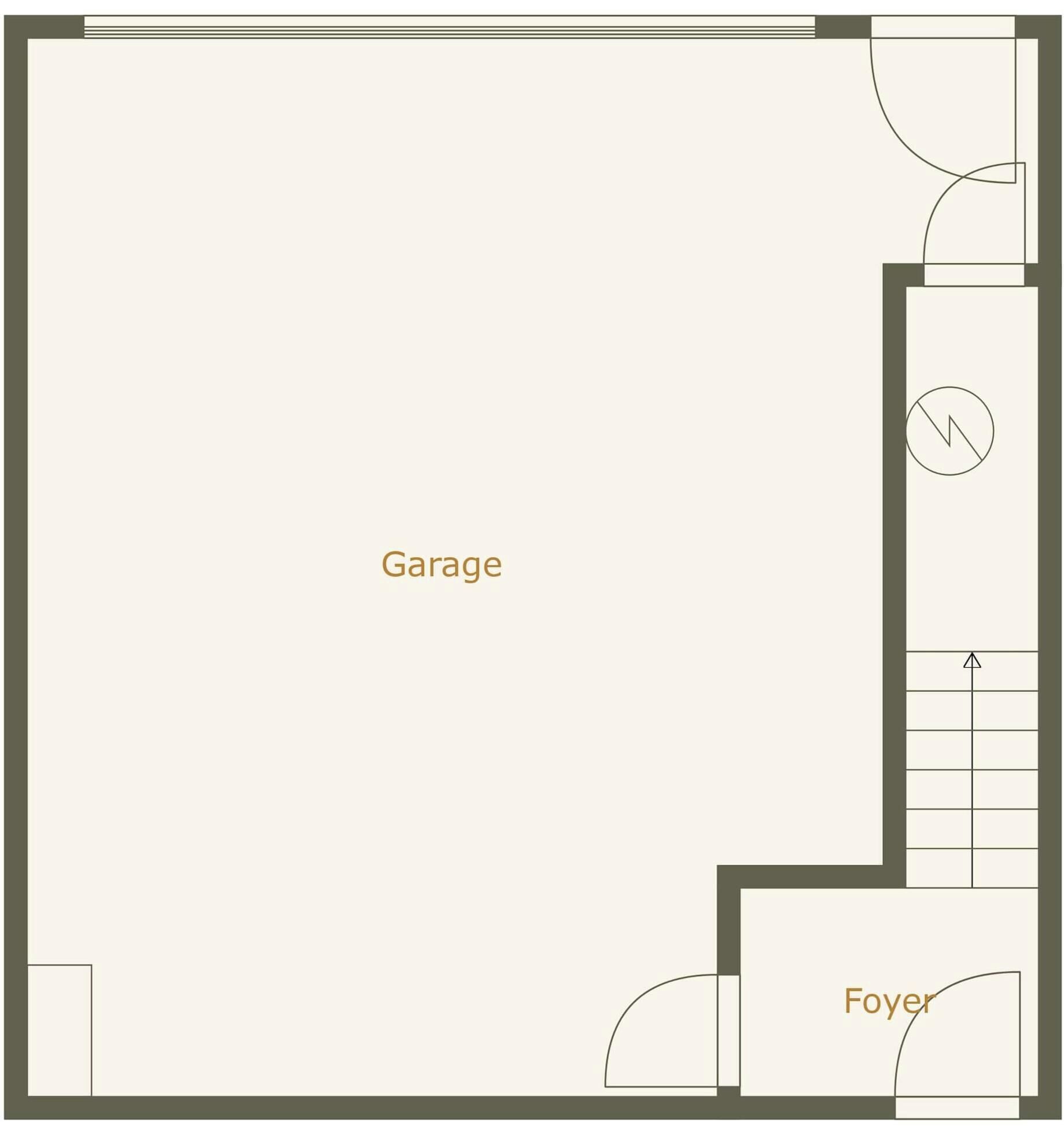 Ein Grundriss mit Garage und Eingangsbereich.