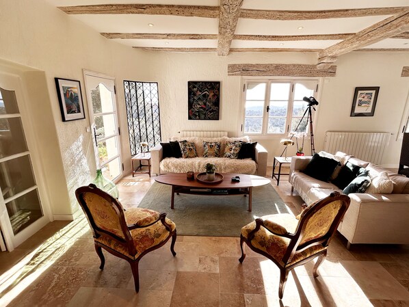 Smart TV, chimenea, reproductor de DVD y tenis de mesa