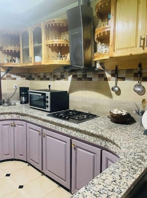 Oven, stovetop, electric kettle
