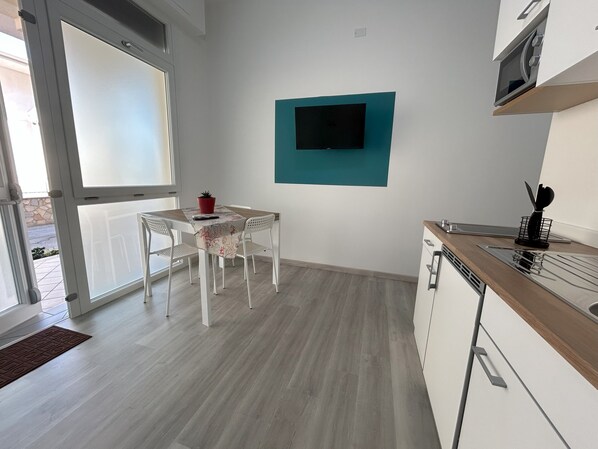 Apartment | Private kitchen | Fridge, microwave, stovetop, espresso maker