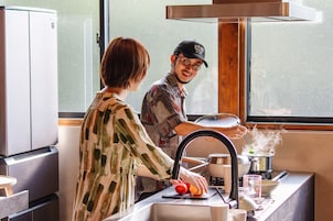 Vila luxo | Cozinha privada | Cafeteira/chaleira, refrigerador em uma área comum