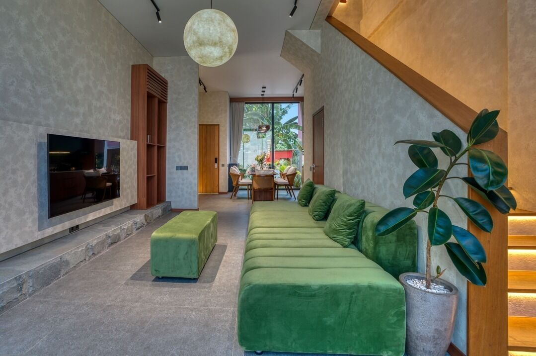 Deluxe-Villa, 2 Schlafzimmer, Nichtraucher, Poolblick | Wohnbereich | Smart-TV