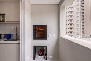 Basic Apartment | Private kitchen | Cookware/dishes/utensils - Sea View apt w/ BBQ in Itapema Sbn0705 (Itapema)